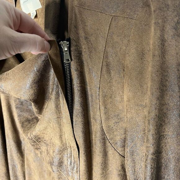 Silence + Noise Jacket Womens Large Brown Asymmetric Zip Stretch Faux Suede Boho - Picture 9 of 11